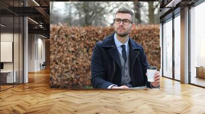 businessman taking a coffee break Wall mural