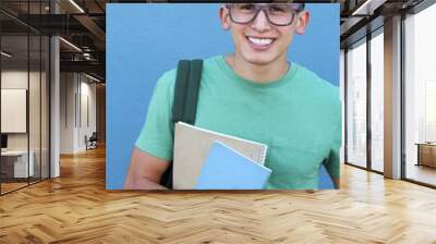 Cute middle school boy outside classroom Wall mural