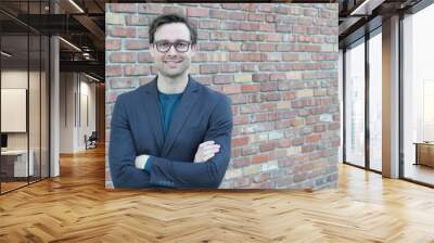 gentleman in classic outfit smiling with copy space Wall mural