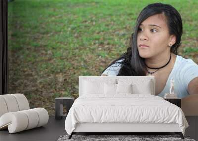 Lonely female teenager with copy space Wall mural