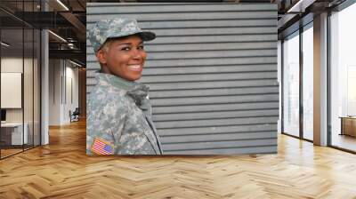 Military female smiling with copy space Wall mural