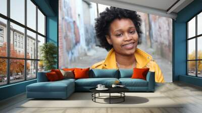 outdoor portrait of beautiful african american young woman - black gorgeous urban people Wall mural