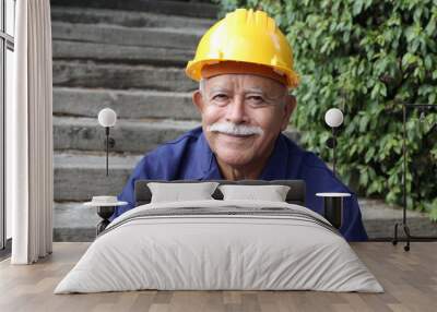 Senior construction worker with a mustache Wall mural