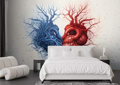 Depiction of the human heart and brain connection Wall mural