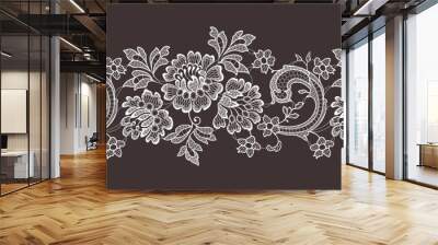 Lace seamless pattern ribbon border vector Wall mural