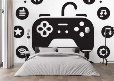 Black game console, Gamepad vector icon, black game console silhouette vector, Wall mural