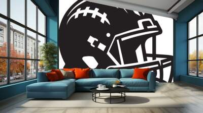 Football Helmet Silhouette Vector, football helmet flat icon, American Football Silhouette icon, Wall mural