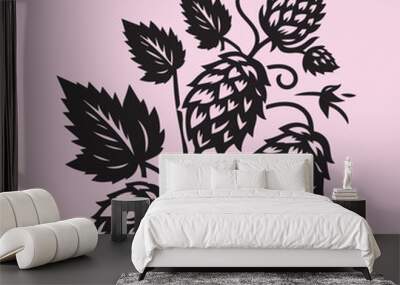 Hops Flower silhouette vector icon black and white Wall mural