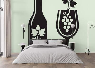 wine and glass black silhouette simple vector Wall mural