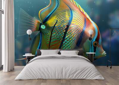 3D Angel fish in white background vector image Wall mural