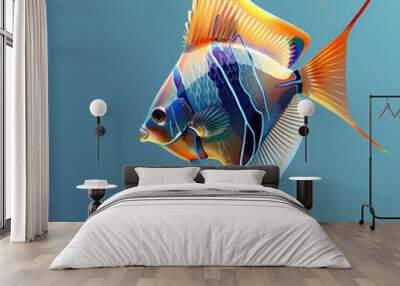 3D Angel fish in white background vector image Wall mural