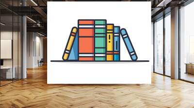 A simple vector icon illustration depicting the group of book items at center for a website isolated white background Wall mural