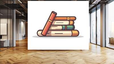 A simple vector icon illustration depicting the group of book items at center for a website isolated white background Wall mural