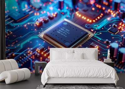 Circuit board technology cpu microprocessor vector image Wall mural