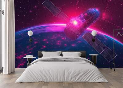 Global satellite internet communications concept vector image Wall mural