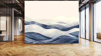 Mountain layout design in oriental style.Japanese background with line wave pattern vector. Abstract template with geometric pattern. Wall mural