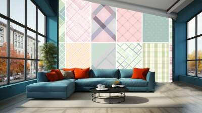 Plaid pattern seamless ornate set pastel color vector image Wall mural