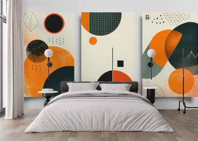 Set Of Swiss Design Inspired Background Vector Illustration. Cool Geometric Abstract Modernist Placard. Wall mural