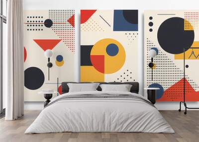 Set Of Swiss Design Inspired Background Vector Illustration. Cool Geometric Abstract Modernist Placard. Wall mural