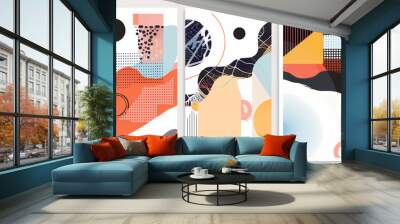 Set Of Swiss Design Inspired Background Vector Illustration. Cool Geometric Abstract Modernist Placard. Wall mural