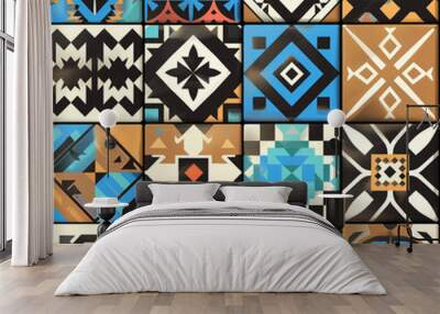 Vintage Geometric Floral Pattern with artistic elements for wallpaper, decoration and texture design. Wall mural