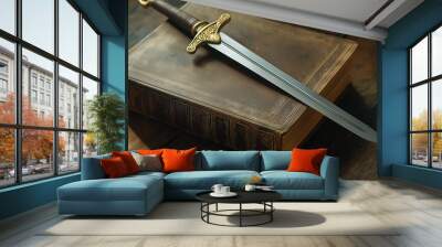 Bible, ancient book literature religious significance, serves as both Christianity and source education about God's teachings, often referred metaphorically as a sword f its spiritual guidance. Wall mural