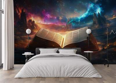 Opening Bible a new page, one finds treasure trove holy literature provides both profound education and insight into religion, transforming the book into a sacred guide spiritual understanding. Wall mural