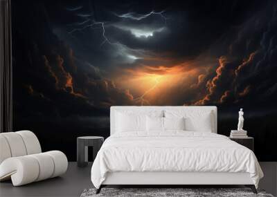 ฺCreation. Genesis 1 – 2:4. Background of the black night sky, the full moon bathed the landscape in moonlight, creating a fantasy scene where stars twinkled in a display of natural astronomy. Wall mural