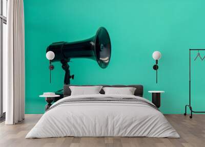 Speaker Using Visual Aids with Light Green Background Wall mural