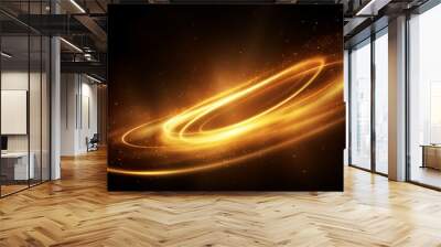 Abstract golden light lines with sparks and glow effect, Generative AI Wall mural