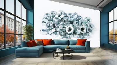 chrome nuts on plain background Wall mural