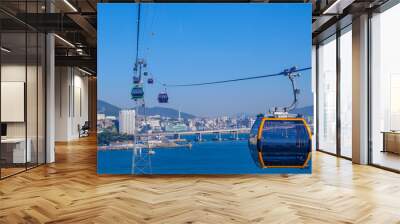 Beautiful landscape of cable car transportation system for tourist traveling at songdo beach, this place is one of the famous tourist destination in Busan, South Korea Wall mural