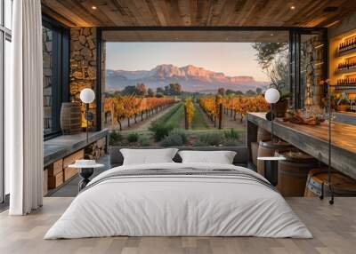 Boutique winery, vineyard tour, artisanal wine making, emphasis on tradition and quality Wall mural