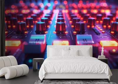 close up of a audio mixing console Wall mural