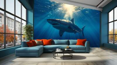 shark swimming in the ocean Wall mural