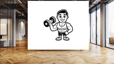 child with dumbbells Wall mural