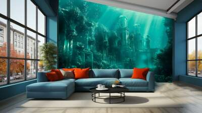  Fantasy Underwater Seascape with lost city  Wall mural