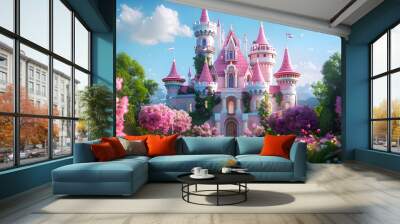 3d illustration fairy tale castle building Wall mural