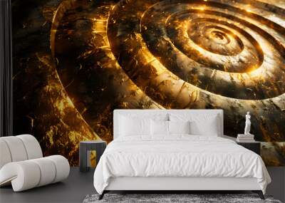 Abstract retro ring gold texture art carpet pattern Wall mural