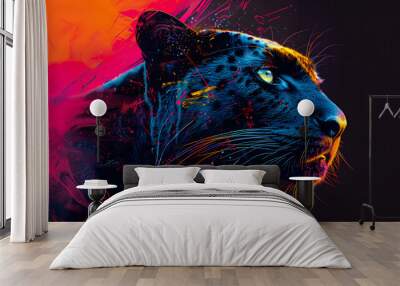 Portrait of black Panther, Abstract art colourful painting black Panther	
 Wall mural