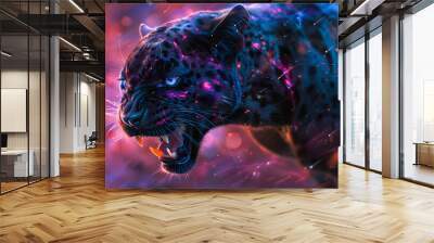 Portrait of black Panther, Abstract art colourful painting black Panther	
 Wall mural