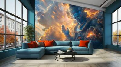 Vishnu in a cosmic scene, symbolizing the preservation and balance of the universe Wall mural