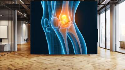 Knee joint pain, medical illustration Wall mural