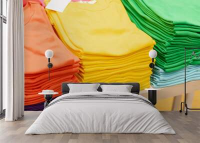 Pile of colorful clothes Wall mural