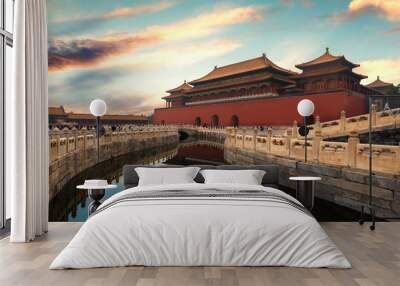 forbidden city in beijing ,china. forbidden city is a palace complex and famous destination in centr Wall mural