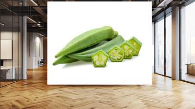 fresh okra isolated on white background Wall mural