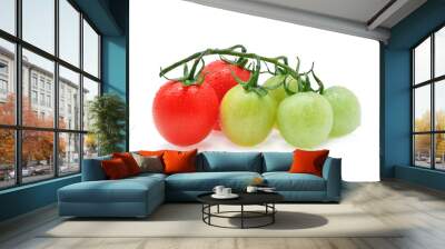 Tomato with drops isolated on white background Wall mural