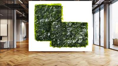 Top view of Dried seaweed isolated on the white background Wall mural