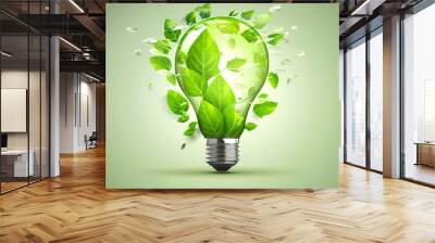 Clean energy shift and choosing green power, vector image Wall mural