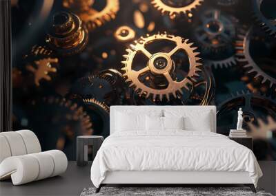 clock gear background and abstract . 3d, rendering, illustration Wall mural